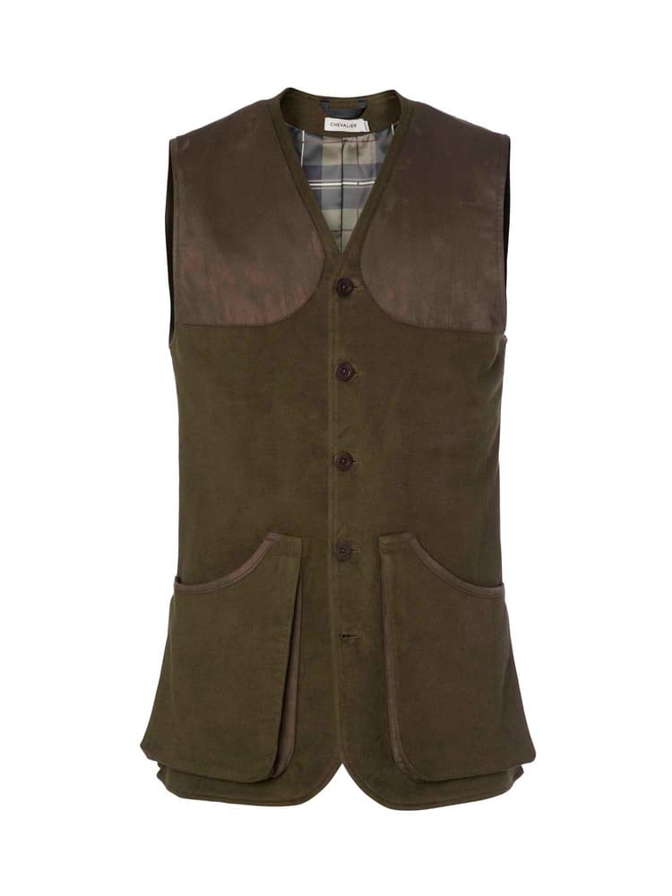 Preston Moleskin Shooting Vest Men Forest Green, view: 0