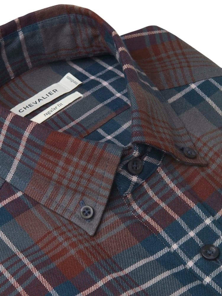 Falcon Flannel Shirt Men Rust Checked, view: 3
