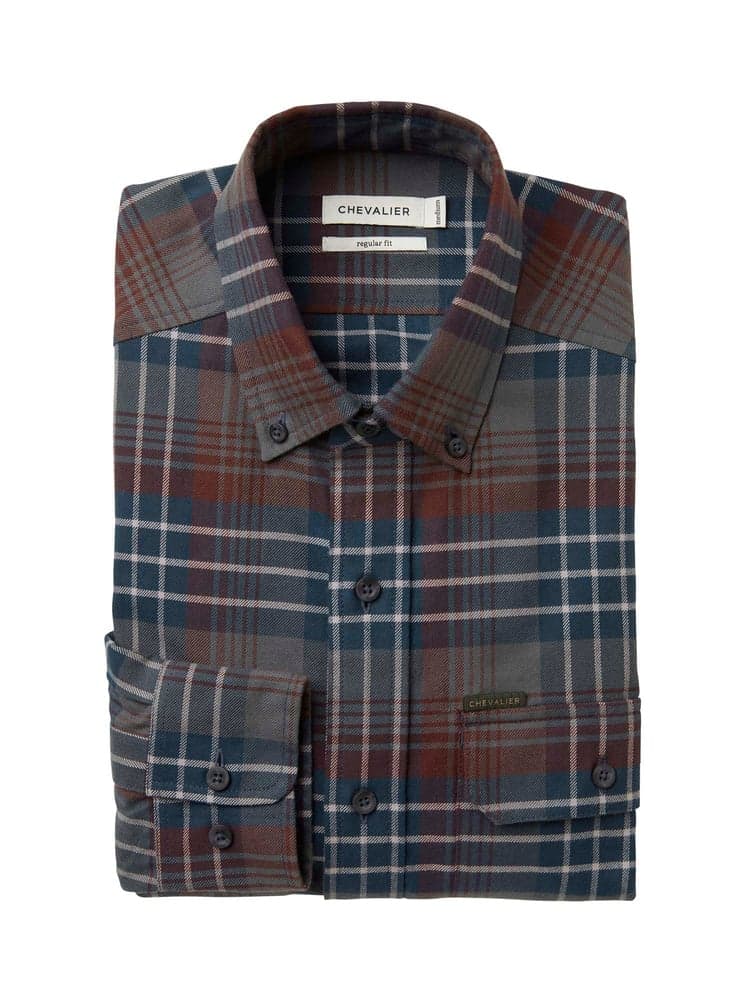 Falcon Flannel Shirt Men Rust Checked, view: 2