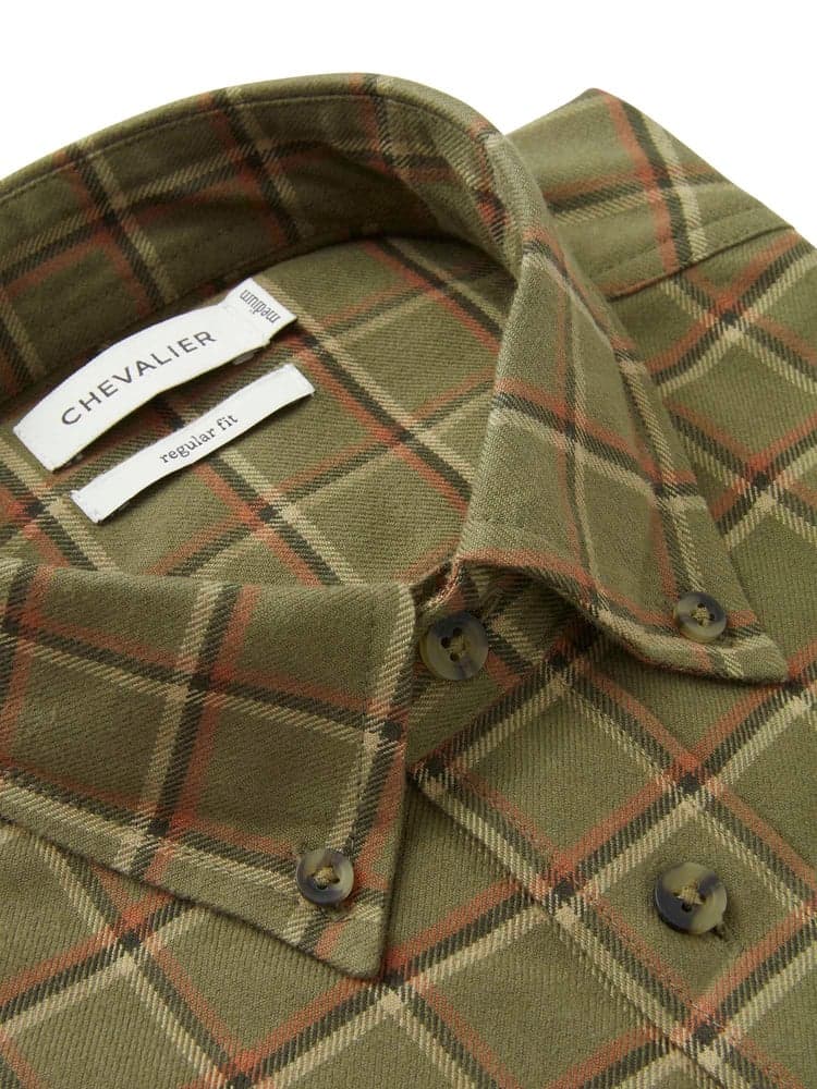 Heron Flannel Shirt Men Field Green Checked, view: 3