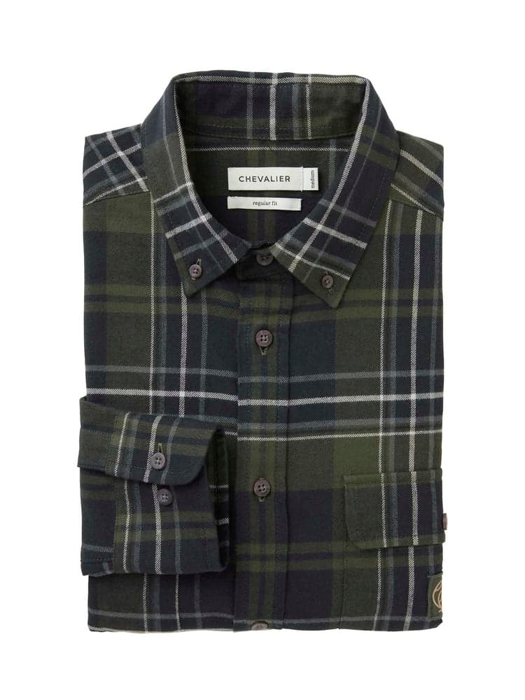 Heron Flannel Shirt Men October Green Checked, view: 2