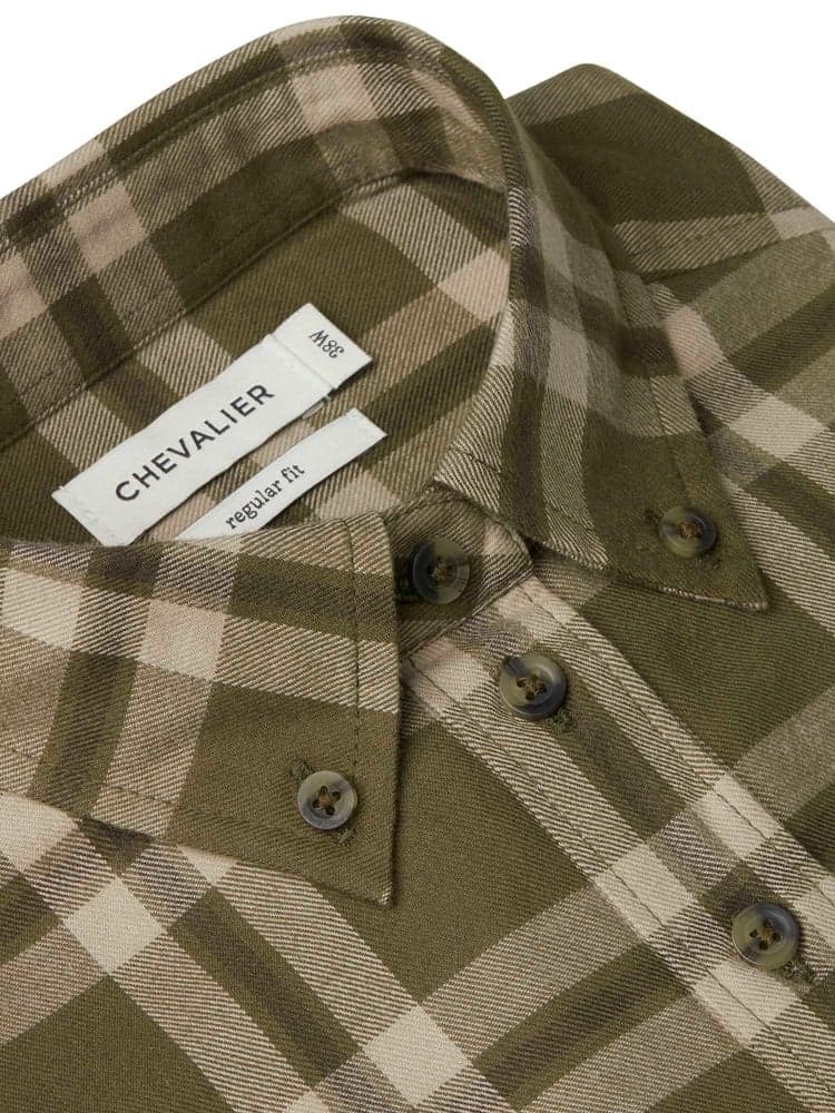 Teal Light Flannel Shirt Women Olive Green Checked, view: 3