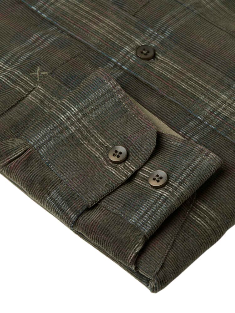 Walton Light Cord Shirt Men Hunter Green Checked, view: 4