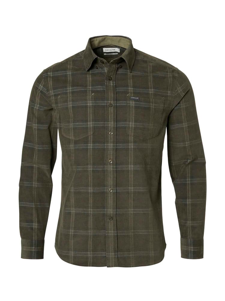 Walton Light Cord Shirt Men Hunter Green Checked, view: 0