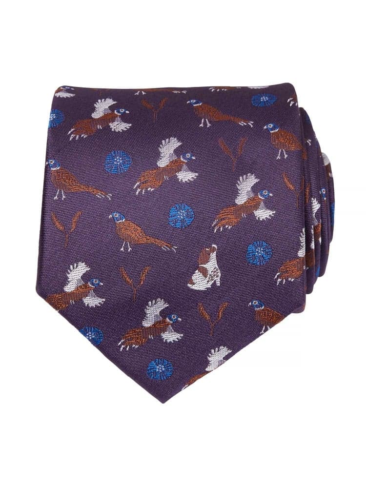Spaniel Silk Tie Spaniel Wine, view: 0