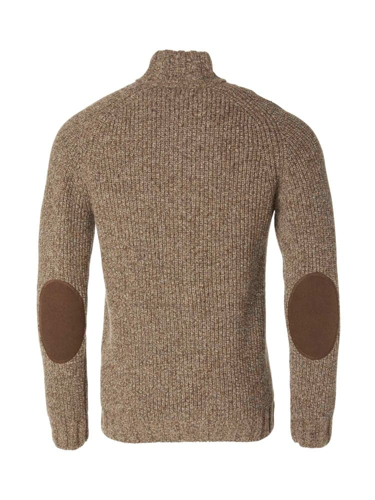 Groby Half Zip Wool Pullover Men Saddle Brown Neps, view: 2